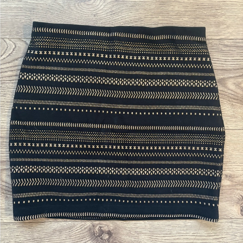 Black and gold Patterned Women's Skirt